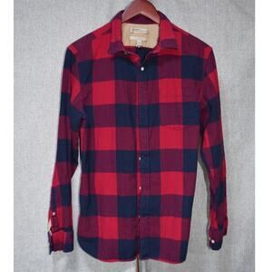 Banana Republic Heritage Collection Red & Navy Buffalo Plaid Flannel Shirt M